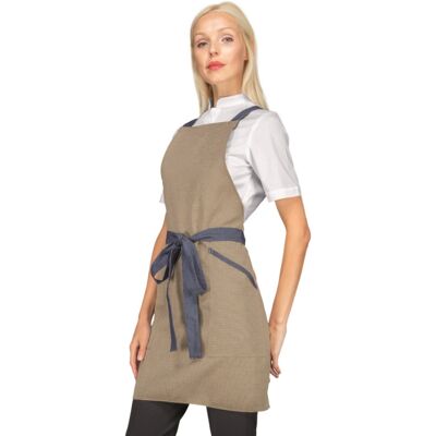 Isacco Tablier Oxford femme naturel 100% Coton - Publicité Isacco Tablier Oxford femme naturel 100% Coton - Publicité
