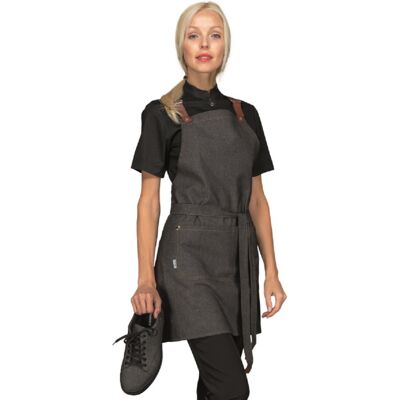 Isacco Tablier Mexicain court femme avec poche centrale Jeans noir 100% Polyester - Publicité Isacco Tablier Mexicain court femme avec poche centrale Jeans noir 100% Polyester - Publicité