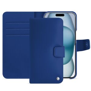 Noreve Housse cuir Apple iPhone 15 Perpétuelle Bleu océan