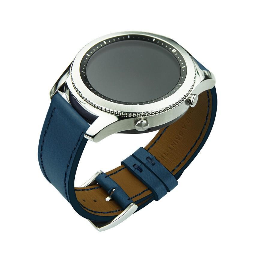 Noreve Bracelet en cuir pour montre connectée - 22mm – Griffe 1 Blu mediterran