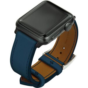 Noreve Bracelet en cuir pour montre Apple Watch ? Griffe 1 Blu mediterran Boitier - s 38 / 40 / 41 mm noir + boucle ardillon argentee