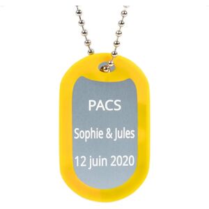 Ocadeau Dog tag jaune gravé