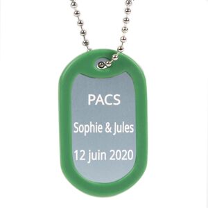 Ocadeau Dog tag vert gravé