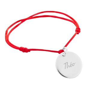 Ocadeau Bracelet rond argent cordon rouge