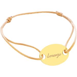 Ocadeau Bracelet ovale plaqué or cordon beige