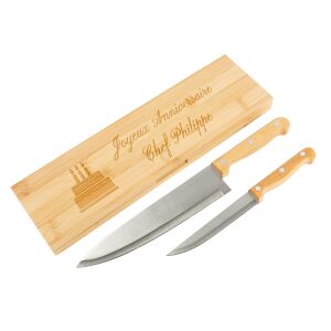 Ocadeau Duo couteaux chef acier grave