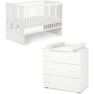 petitechambre.fr Chambre bebe PAULA blanc lit 120x60 + commode plan a langer   Panneaux Stratifies