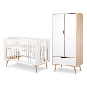 petitechambre.fr Pack lit bebe 120 + armoire double SOFIE blanc et hetre - klups   MDF