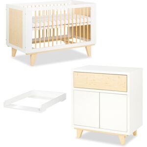 petitechambre.fr Pack lit bebe 120/140 + commode a langer LYDIA blanc et pin - klups