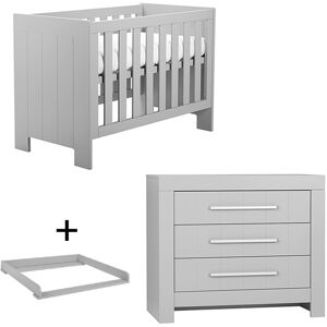 petitechambre.fr Pack CALMO - lit bebe a barreaux + commode a langer 3 tiroirs couleur gris   Pin massif et melamine