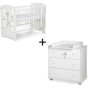 petitechambre.fr Pack - bébé lit + commode Girafe   Blanc   Mélaminé