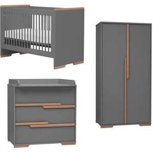 petitechambre.fr Chambre bébé SNAP complète graphite (lit bébé 120/140 + armoire + commode)   MDF