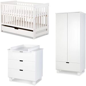 petitechambre.fr Chambre bébé blanche complète KIWO (lit 120 + armoire + commode)   MDF