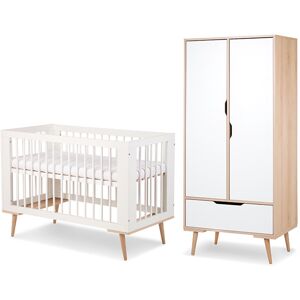 petitechambre.fr Pack lit bébé 120 + armoire double SOFIE blanc et hêtre - klups   MDF