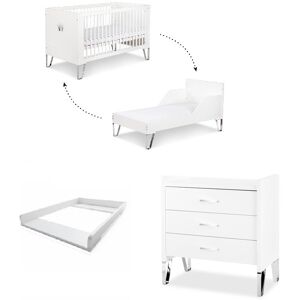 petitechambre.fr Lit évolutif 70x140 et Commode à langer LittleSky by Klups Blanka - Blanc   Panneaux Stratifiés