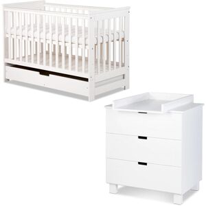 petitechambre.fr Pack mobilier chambre bébé blanche KIWO (lit 120 + commode)   MDF