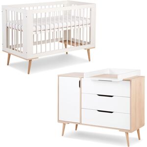 petitechambre.fr Pack lit bébé 120 + commode à langer SOFIE blanc et hêtre - klups   MDF