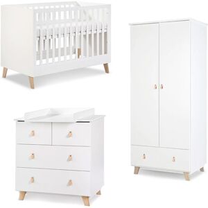 petitechambre.fr Pack complet chambre bébé NOAH lit 120x60 + armoire deux portes + commode blanc   MDF