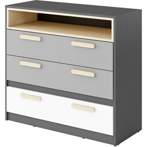 petitechambre.fr Commode 3 tiroirs   Graphite   Panneaux Stratifiés