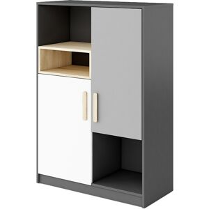 petitechambre.fr Armoire double graphite et blanc pour ado   Panneaux Stratifiés