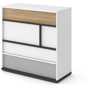 petitechambre.fr Commode 4 tiroirs Imola   Blanc   Panneaux Stratifiés