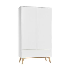 petitechambre.fr Armoire double blanche et hêtre naturel SWING largeur 100 cm   MDF et hêtre