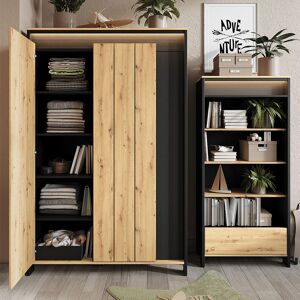 petitechambre.fr Armoire 3 portes SPOTLEN bois et graphite