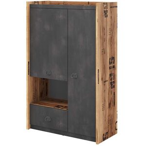 petitechambre.fr Petite armoire style industriel FARGO   Graphite   panneaux stratifiés