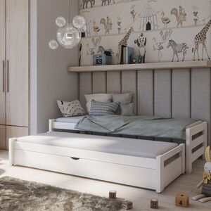 petitechambre.fr Lit enfant gigogne Anis   Blanc   80 cm x 180 cm   : Lit en Pin Massif et tiroirs en melamine