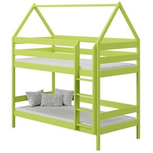 petitechambre.fr DOMEK 2 - Lit superpose cabane pour chambre enfant   Vert   80 cm x 160 cm   Pin Massif