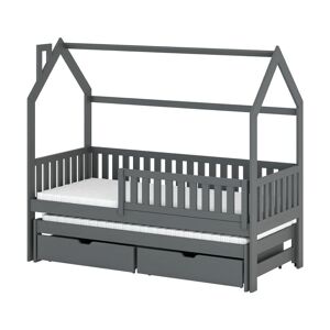 petitechambre.fr Lit MONKEY pour une chambre enfant mixte, lit gigogne   Graphite   90 cm x 180 cm   Pin Massif