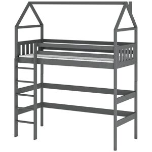 petitechambrefr Lit GLORIA mezzanine et cabane Graphite 90 cm x 180 cm Pin Massif