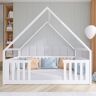 petitechambre.fr Lit maison BEE pour chambre enfant   Blanc   90 cm x 190 cm   Pin Massif