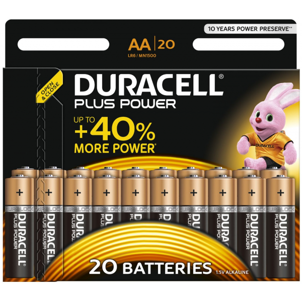 Duracell 20 piles LR6 AA Duracell Plus Power sous blister
