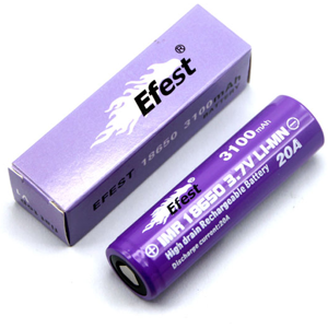 EFEST Accu li-ion Efest Purple LIMN  pour e-cigarette  compatible 18650 / IMR18650 3.7V 3100mAh Flat