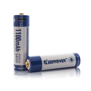 keeppower Accu Li-ion 14500 Keeppower 3.7V  1100mAh avec prise USB P1411U