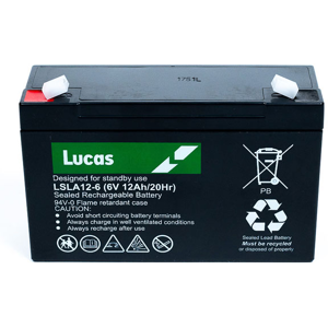 Lucas Batterie Plomb Etanche Stationnaire Lucas VRLA AGM  LSLA12-6 6V 12Ah.