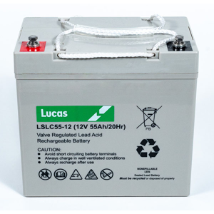Lucas Batterie Plomb Etanche Stationnaire et Cyclage Lucas VRLA AGM  LSLC55-12 12V 55Ah.