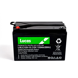 Lucas Batterie Plomb Etanche Stationnaire et Cyclage Lucas VRLA AGM  LSLC125-12 12V 125Ah.
