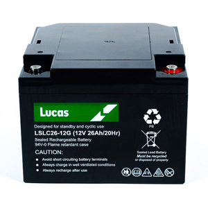 Lucas Batterie Plomb Etanche Stationnaire et Cyclage Golf Lucas VRLA AGM  LSLC26-12G 12V 26Ah.