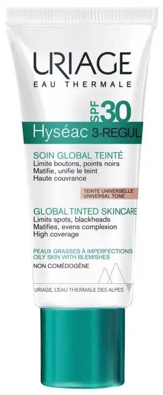 Uriage HYSEAC 3-REGUL - Soin Global Teinté SPF30 - Visage - Peaux Grasses à Imperfections, 40ml