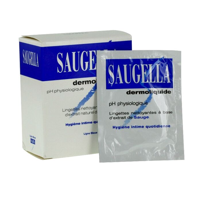 Saugella Dermoliquide - Hygiène intime, boite de 10 lingettes individuelles