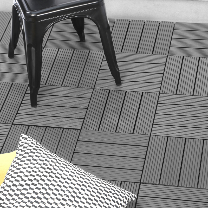 IDMarket Dalles de terrasse x5 clipsables bois composite gris IDMarket Dalles de terrasse x5 clipsables bois composite gris