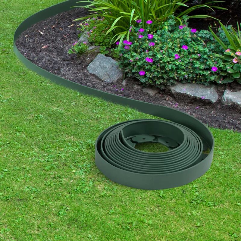 IDMarket Bordurette de jardin flexible verte 10M avec 30 piquets d'ancrage