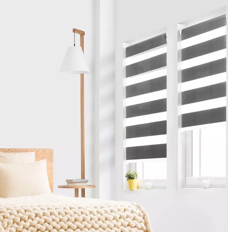 IDMarket Store enrouleur zébré jour nuit 45 x 170 cm gris IDMarket Store enrouleur zébré jour nuit 45 x 170 cm gris