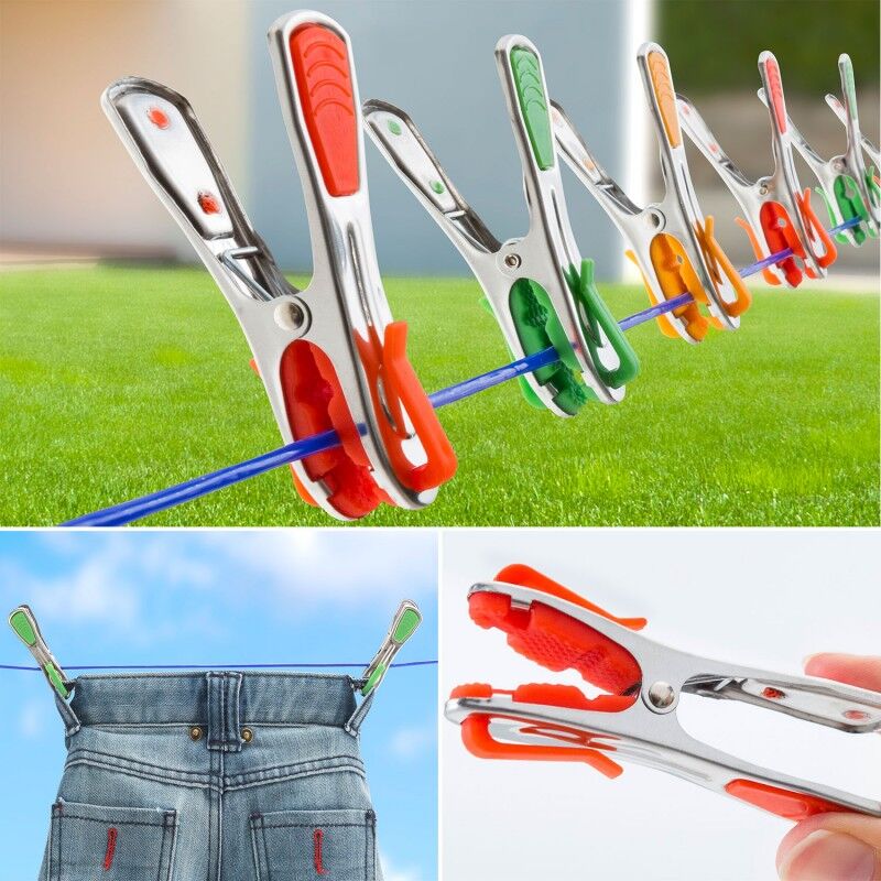 ProBache Pinces à linge X24 inox incassables révolution avec crochets clips de suspension ProBache Pinces à linge X24 inox incassables révolution avec crochets clips de suspension