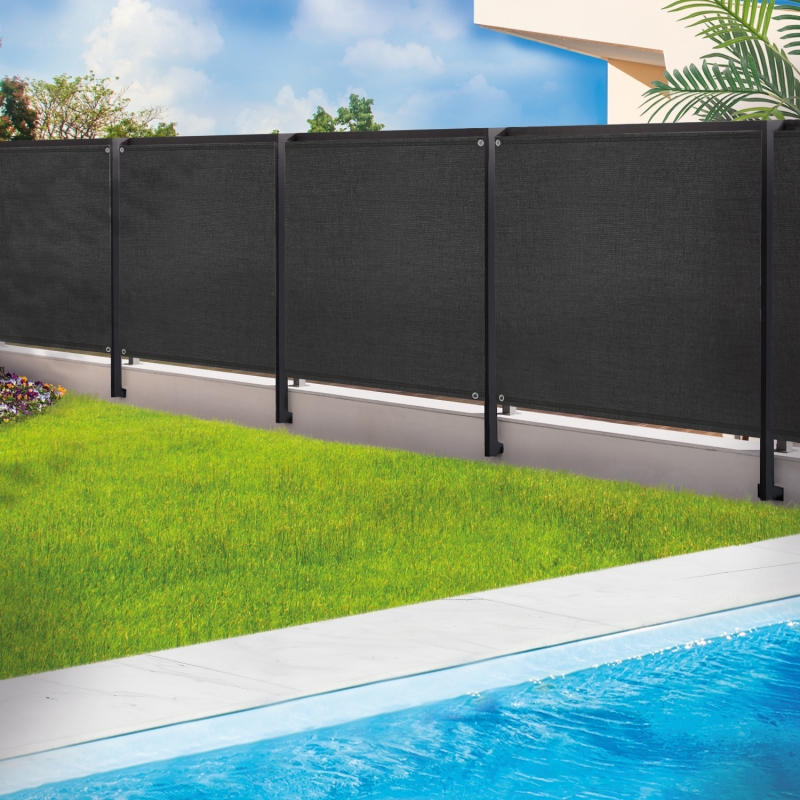 IDMarket Brise vue renforcé 2 x 10 M noir 220 gr/m² luxe pro IDMarket Brise vue renforcé 2 x 10 M noir 220 gr/m² luxe pro