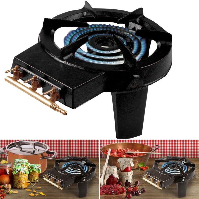 ProBache Réchaud à gaz en fonte 3 robinets laiton