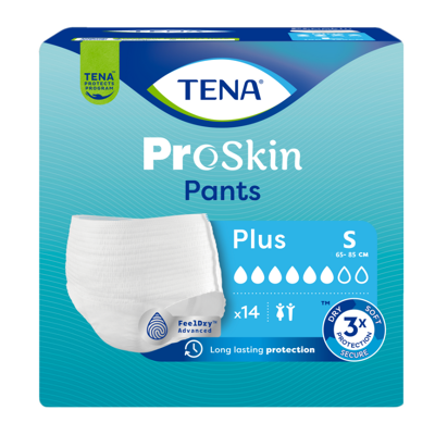 Tena Proskin Pants Plus Small - 12 paquets de 14 protections - Publicité Tena Proskin Pants Plus Small - 12 paquets de 14 protections - Publicité