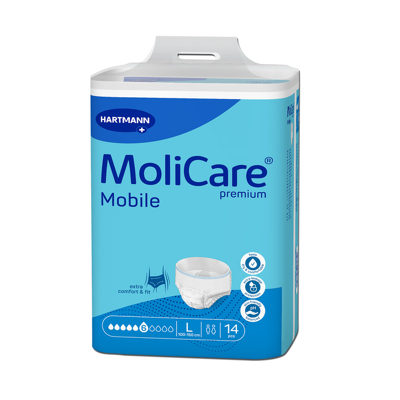 Hartmann Molicare Mobile 6 gouttes Large - 4 paquets de 14 protections - Publicité Hartmann Molicare Mobile 6 gouttes Large - 4 paquets de 14 protections - Publicité